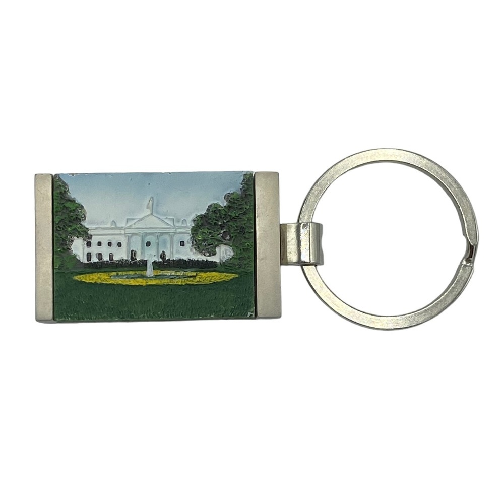 The White House Landscape 3D Silver Keychain
